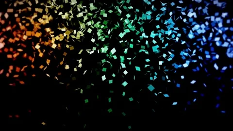Rainbow Confetti Particles Falling on Black Background Stock Footage 336119894
