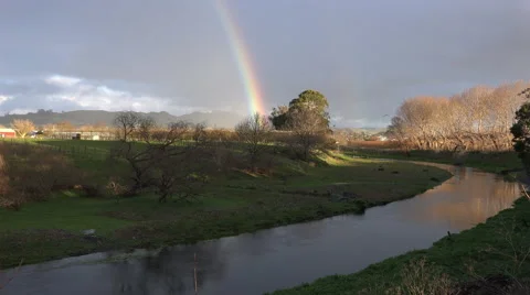 Rainbow  in countryside in 4K Stock Footage 40061391