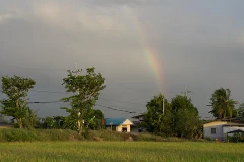 Rainbow in countryside Stock Photos