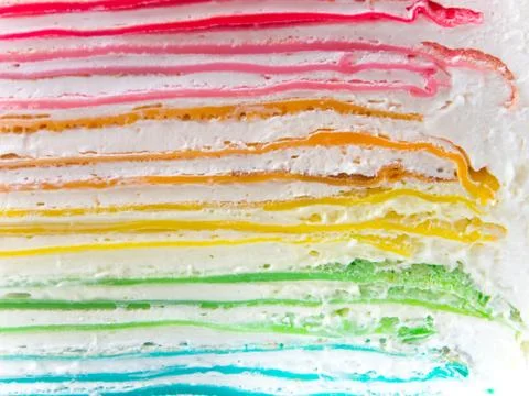 Rainbow crape cake in detail Stock Photos