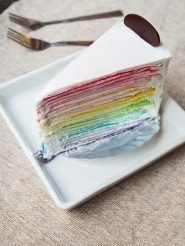 Rainbow crape cake Stock Photos