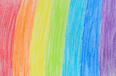 Rainbow crayon drawing Stock Illustration