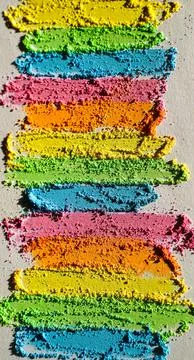 Rainbow creative background of lines drawn with multi-colored crayons. Foto stock