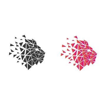 Rainbow Creative Geometric Lion Head logo stock illustration Lion head logo from Illustrazione stock