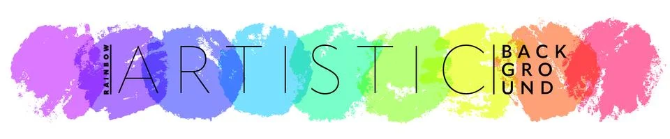 Rainbow creative horizontal banner from paint round strokes. Artistic abstr.. Stock Illustration