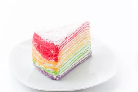 Rainbow crepe cake Stock Photos
