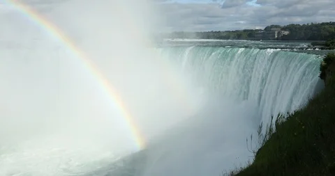 A rainbow crests over the Niagara Falls Ontario Canada Stock Footage 90665704
