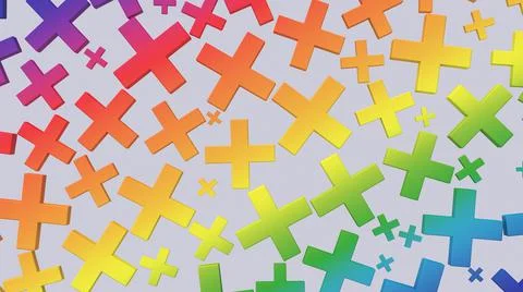 Rainbow crosses, colorful pattern. Abstract illustration, 3d render. Stock Illustration