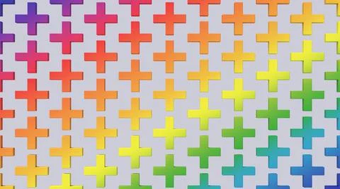 Rainbow crosses, colorful pattern. Abstract illustration, 3d render. Illustrazione stock