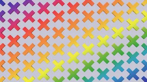 Rainbow crosses, colorful pattern. Abstract illustration, 3d render. Illustrazione stock