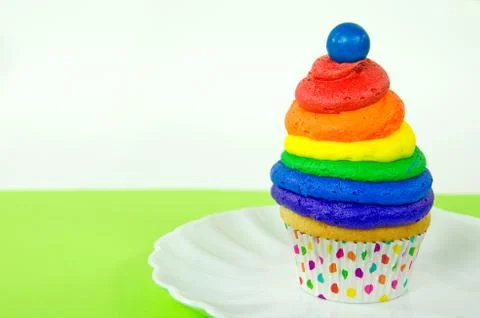 Rainbow cupcake Stock Photos