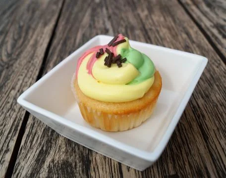 Rainbow cupcake Stock Photos