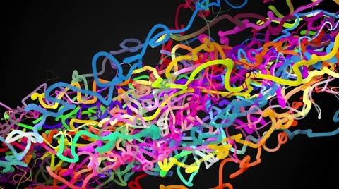 Rainbow Curly Line Loop Animation Dark Background 4K Resolution Ultra HD Stock Footage 40066424