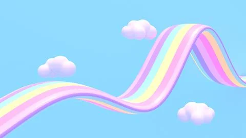 Rainbow curve and clouds Stock-Illustration