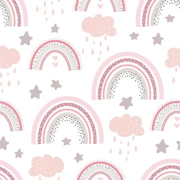 Rainbow cute pattern. Digital paper. Creative childish print. Illustrazione stock