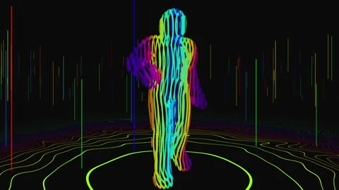 Rainbow Dancing Lines Man in 3d Stock Footage 234109507