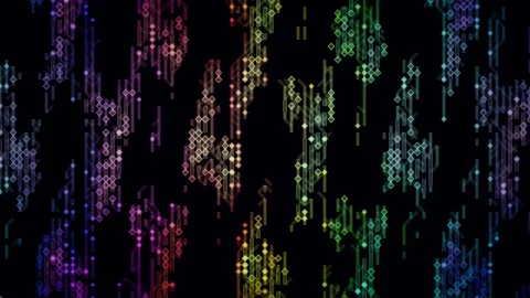 Rainbow Data Stream for Tech and Corporate Backgrounds Stock Footage 345422517