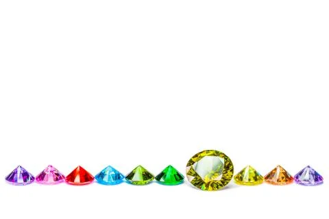 Rainbow diamonds on the white background Stock Photos