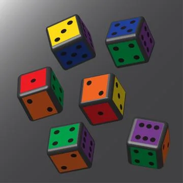 Rainbow Dice with Black Points Stock Illustration