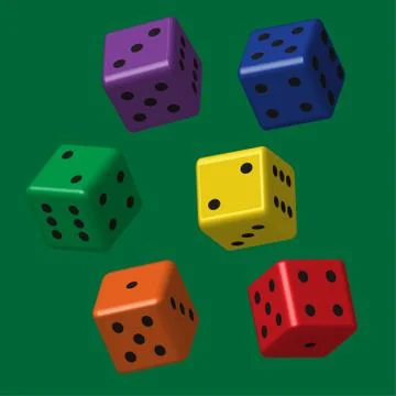 Rainbow Dice with Black Points Illustrazione stock