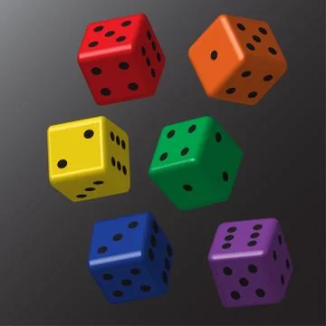 Rainbow Dice with Black Points Stock-Illustration