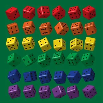 Rainbow Dice with Black Points Stock-Illustration