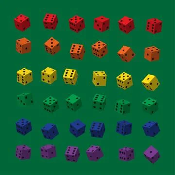 Rainbow Dice with Black Points Иллюстрация