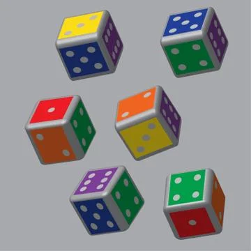 Rainbow Dice with Grey Points Stock Illustration