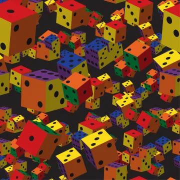 Rainbow Dice Seamless Pattern Stock Illustration
