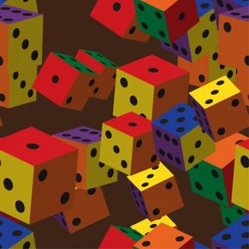 Rainbow Dice Seamless Pattern Illustrazione stock