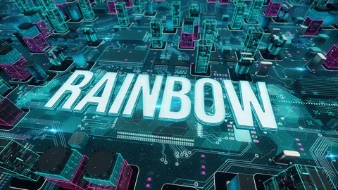 Rainbow digital technology hi-tech concept Stock Footage 110301535