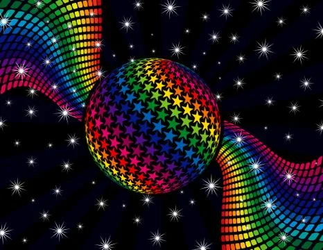 Rainbow disco background Stockillustratie