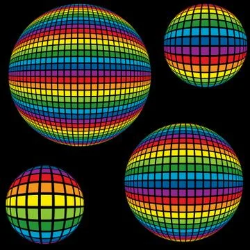 Rainbow Disco Ball Stock Illustration