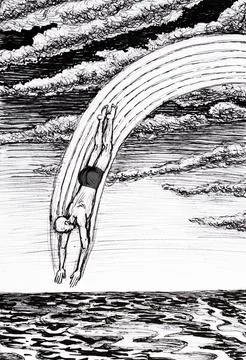 Rainbow diver illustration Stock Illustration