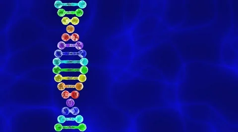 Rainbow dna (deoxyribonucleic acid) with blue background Stock Footage 42256491