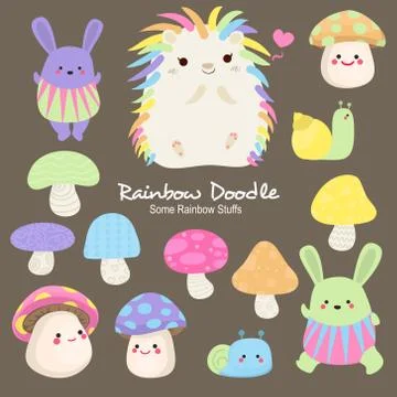 Rainbow Doodle Collection Stock Illustration