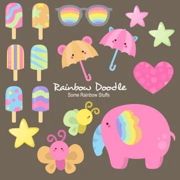Rainbow Doodle Collection Illustrazione stock