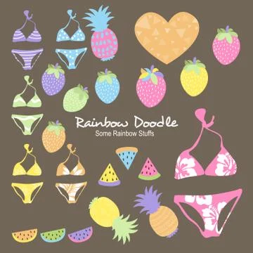 Rainbow Doodle Collection Illustrazione stock