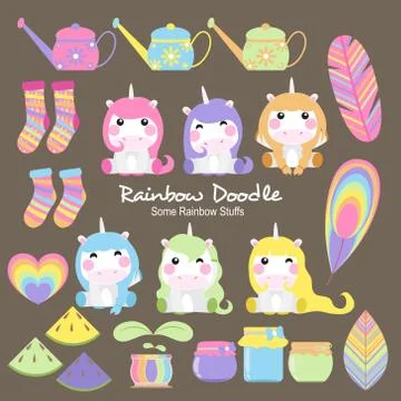 Rainbow Doodle Collection Stock Illustration