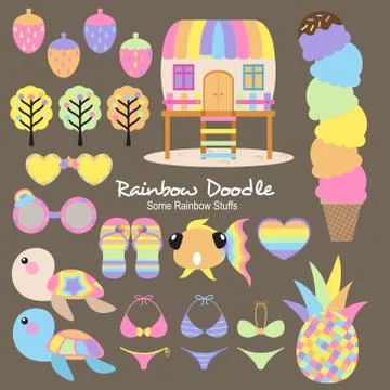 Rainbow Doodle Collection Illustrazione stock