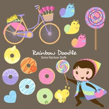 Rainbow Doodle Collection Illustrazione stock