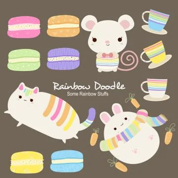 Rainbow Doodle Collection Stock Illustration