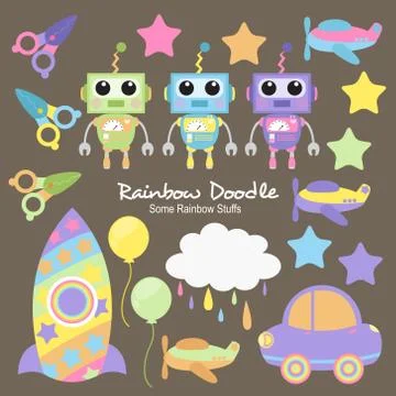 Rainbow Doodle Collection Stock Illustration