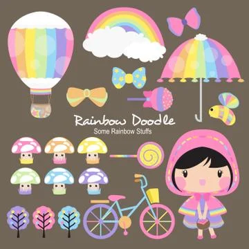 Rainbow Doodle Collection Stock Illustration