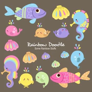 Rainbow Doodle Collection Stock Illustration