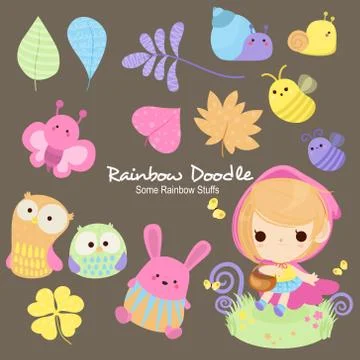 Rainbow Doodle Collection Illustrazione stock
