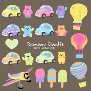 Rainbow Doodle Collection Stock Illustration