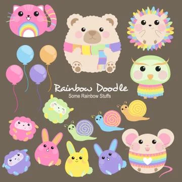 Rainbow Doodle Collection Illustrazione stock