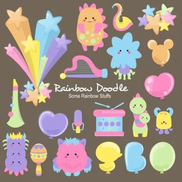 Rainbow Doodle Collection Stock Illustration