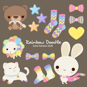 Rainbow Doodle Collection Stock Illustration